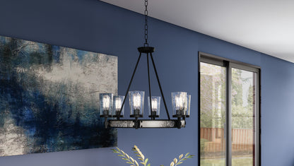 Quoizel Alpine  Chandelier, Earth Black/Clear Seeded