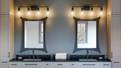 4 Light Bathroom Vanity Light, Matte Black