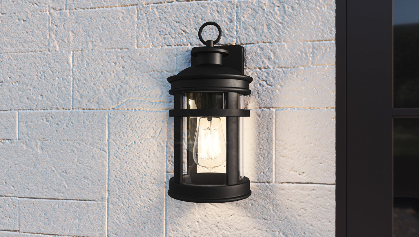 Quoizel Scout 1 Light Outdoor Lantern, Matte Black/Clear