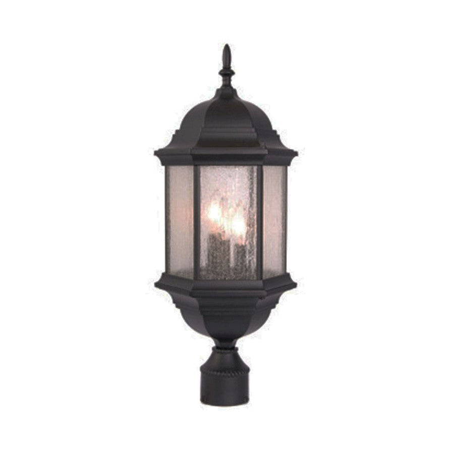 Acclaim Lighting Madison 3 Light Post Mount, Black/Clear Seeded - 5187BK-SD