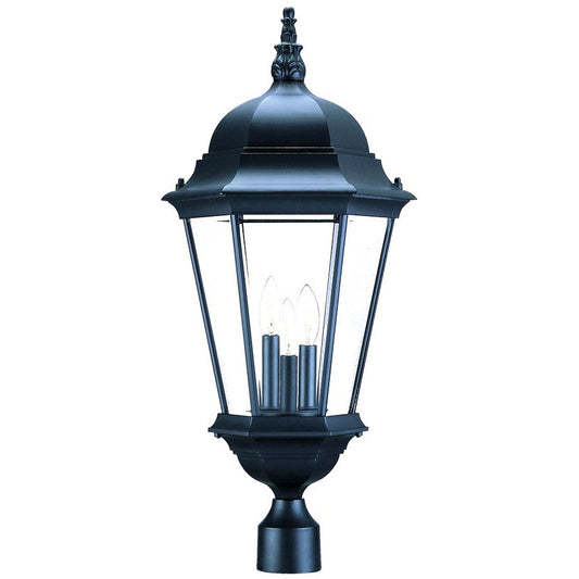 Acclaim Lighting Richmond 3 Light Post Mount, Matte Black/Clear Beveled - 5208BK