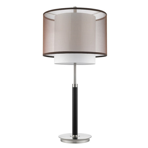 Trend Lighting Roosevelt Table Lamp, Espresso/Nickel/Gray Shantung - BT7132