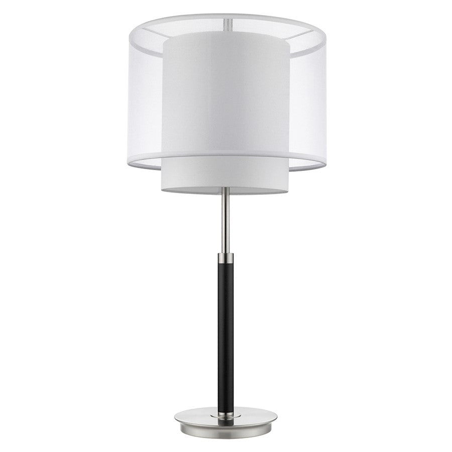 Trend Lighting Roosevelt Table Lamp, Espresso/Nickel/Snow Shantung - BT7162