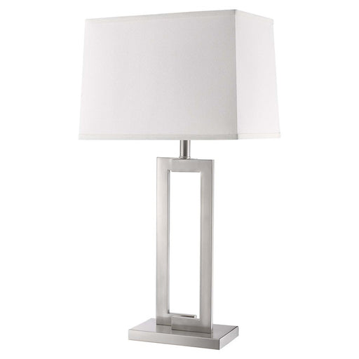 Trend Lighting Riley 1 Light Table Lamp, Nickel/Off-White Shantung - BT7470
