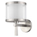 Trend Lighting Lux Wall Lamp, Nickel/Snow Shantung 2 Tier/Metal Trim - BW8947