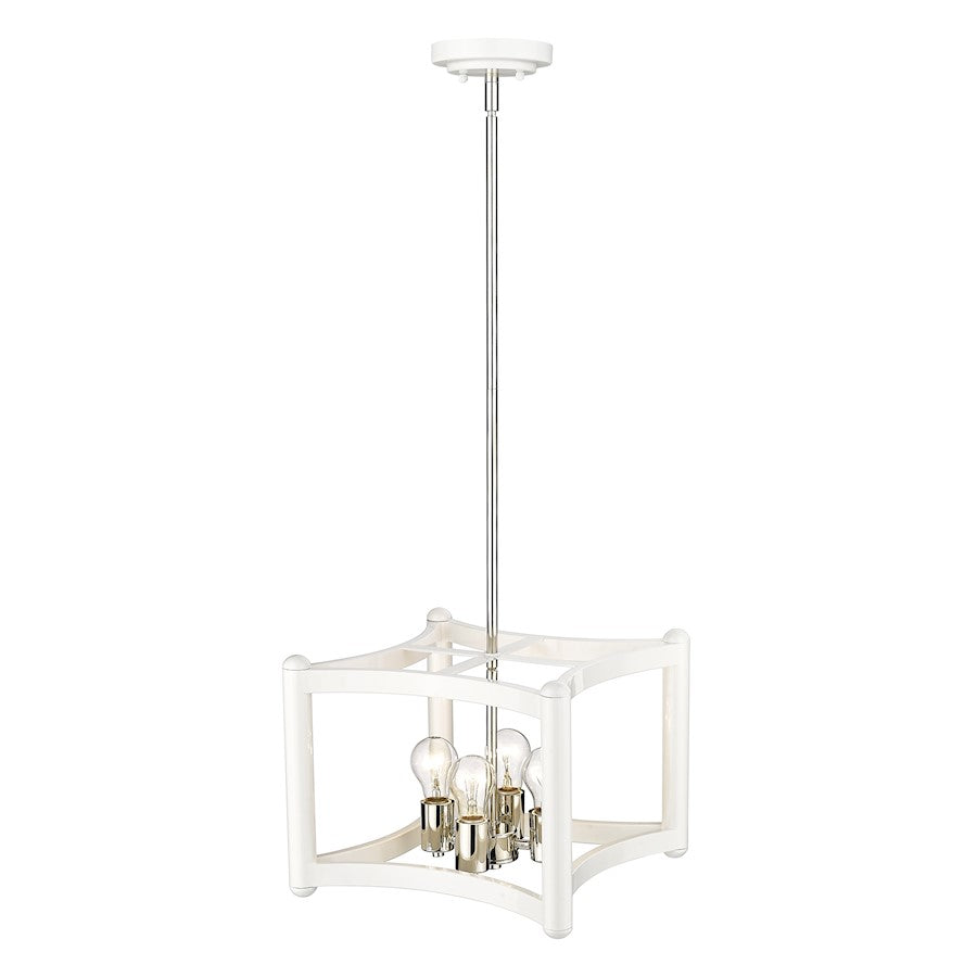 4 Light Convertible Pendant, White