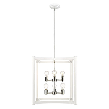 Acclaim Lighting Coyle 6 Light Pendant, White/Nickel Cluster - IN20041WH