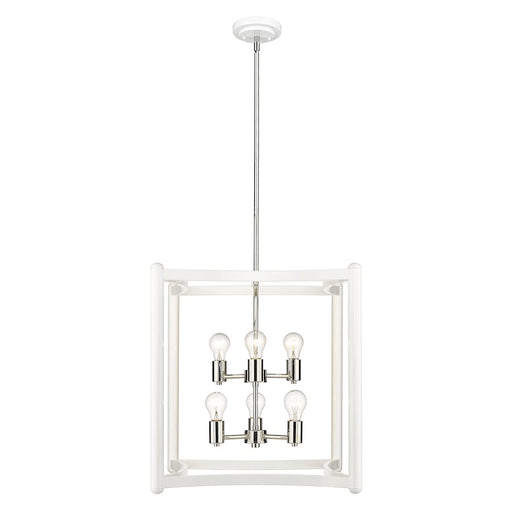 Acclaim Lighting Coyle 6 Light Pendant, White/Nickel Cluster - IN20041WH