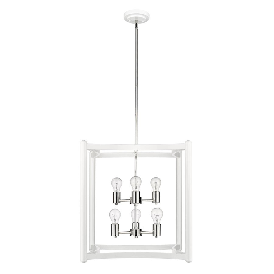 6 Light Pendant, White