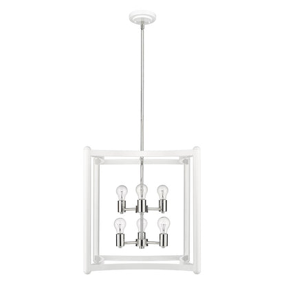 6 Light Pendant, White