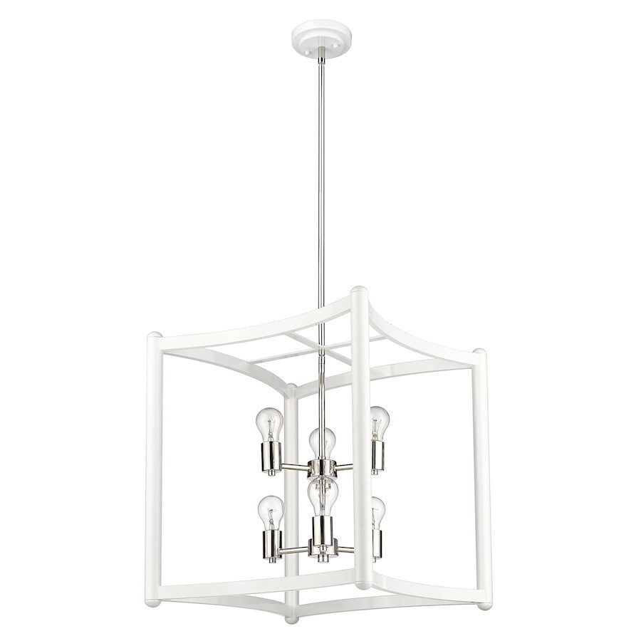 6 Light Pendant, White