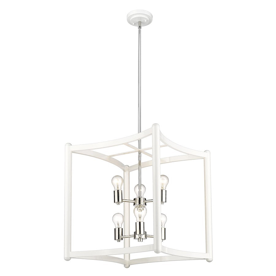 6 Light Pendant, White