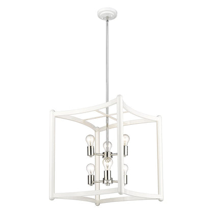 6 Light Pendant, White