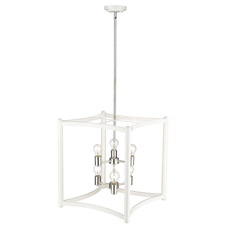 6 Light Pendant, White