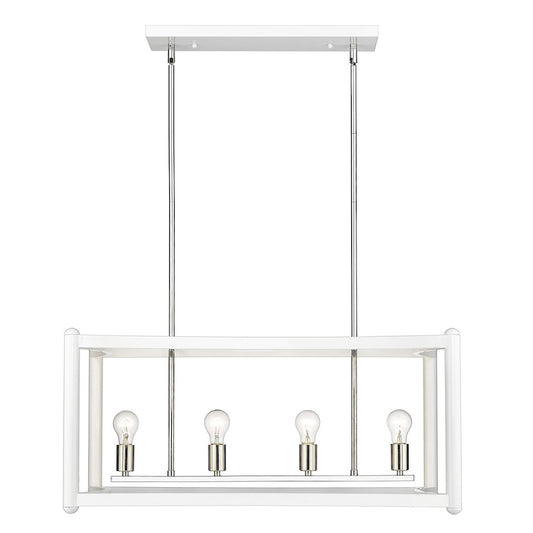 Acclaim Lighting Coyle 8 Light Linear Pendant, White/Nickel Cluster - IN20042WH