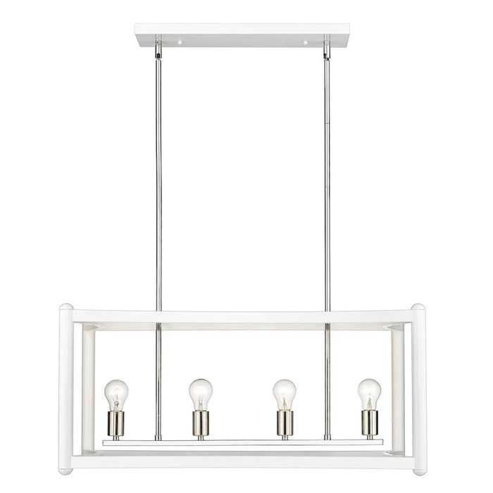 Acclaim Lighting Coyle 8 Light Linear Pendant, White/Nickel Cluster - IN20042WH