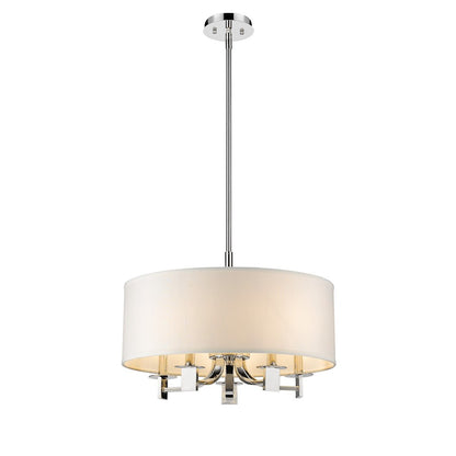 5 Light Drum Pendant, Polished Nickel