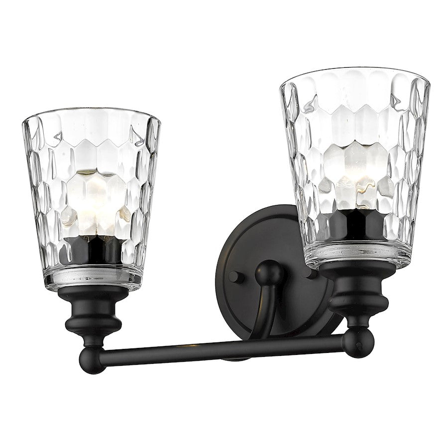 2 Light Bathroom Vanity Light, Matte Black