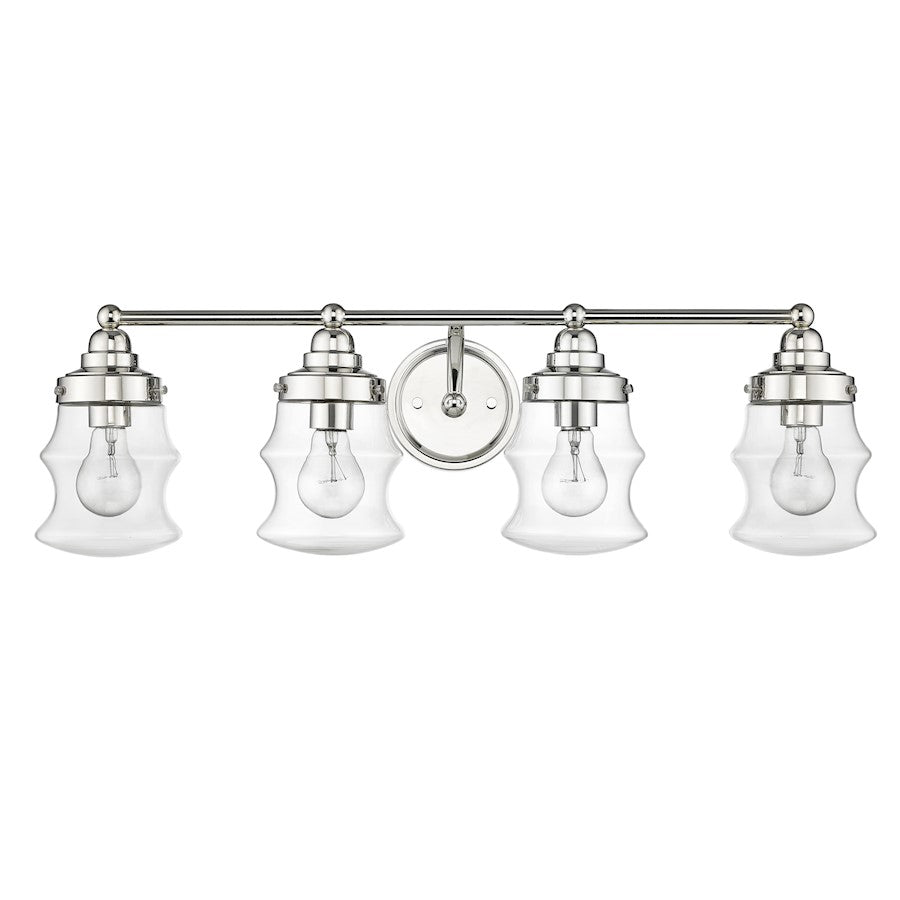 Acclaim Lighting Keal 4 Light Vanity, Polished Nickel/Clear - IN40074PN