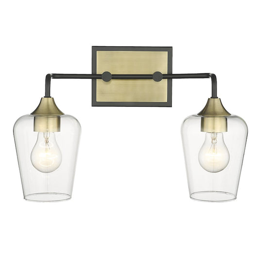 Acclaim Lighting Gladys 2 Light Vanity, Antique Brass/Black/Clear - IN40081BK