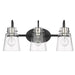Acclaim Lighting Bristow 3 Light Vanity, Black/Polished Nickel/Clear - IN40092BK