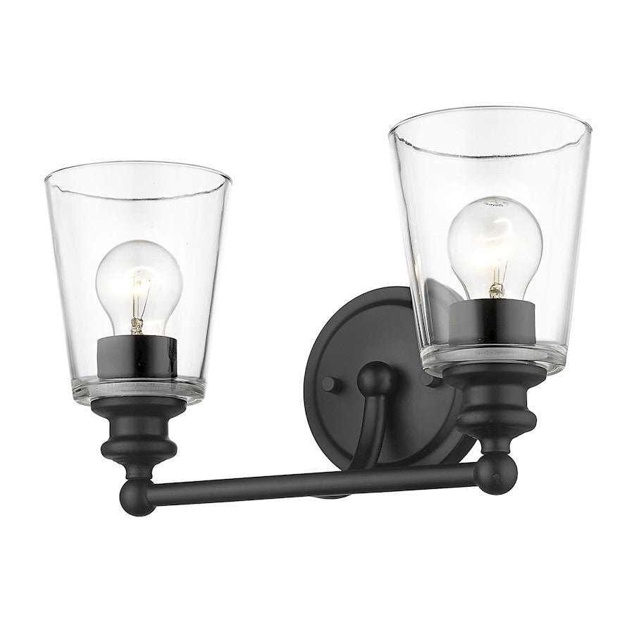 2 Light Bathroom Vanity Light, Matte Black