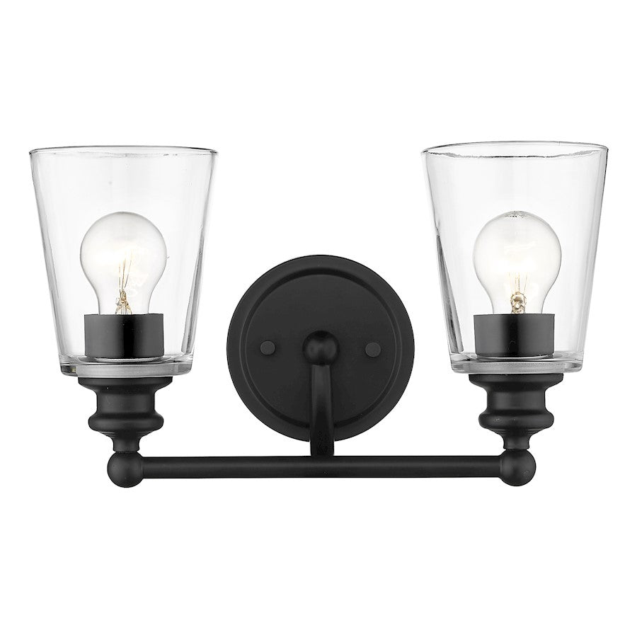 2 Light Bathroom Vanity Light, Matte Black