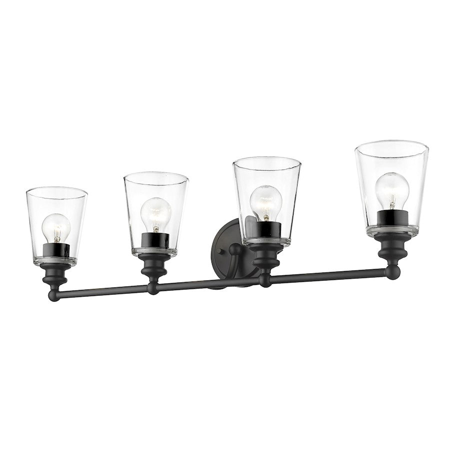 4 Light Bathroom Vanity Light, Matte Black