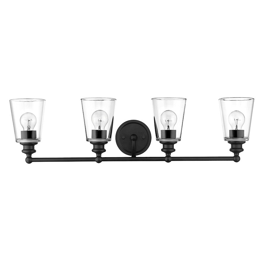 4 Light Bathroom Vanity Light, Matte Black