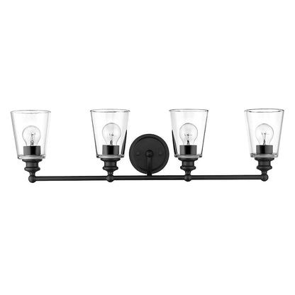 4 Light Bathroom Vanity Light, Matte Black