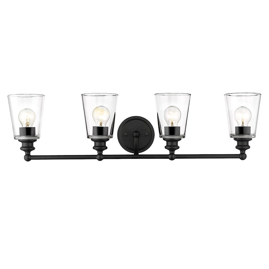 4 Light Bathroom Vanity Light, Matte Black