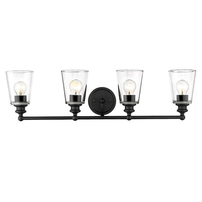 4 Light Bathroom Vanity Light, Matte Black