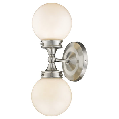 Fairfax 2 Light Bathroom Vanity Light, Satin Nickel