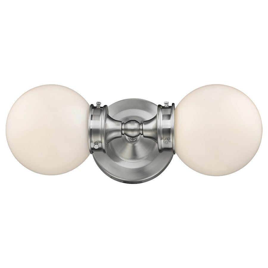 Fairfax 2 Light Bathroom Vanity Light, Satin Nickel