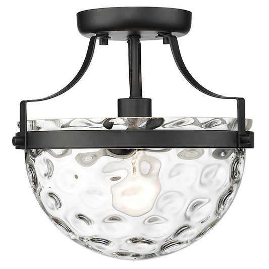 Acclaim Lighting Quinn 1 Light Semi-Flush Mount, Black/Clear Wavey - IN60099BK