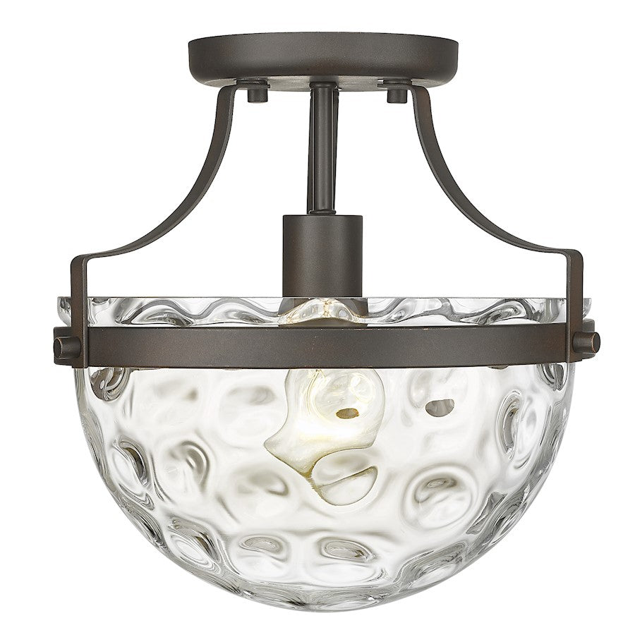 Acclaim Lighting Quinn 1 Light Semi-Flush Mount, Bronze/Clear Wavey - IN60099ORB