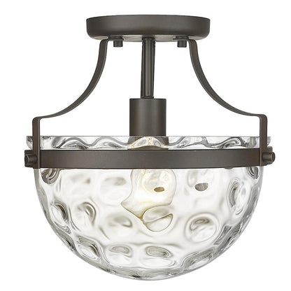 Acclaim Lighting Quinn 1 Light Semi-Flush Mount, Bronze/Clear Wavey - IN60099ORB