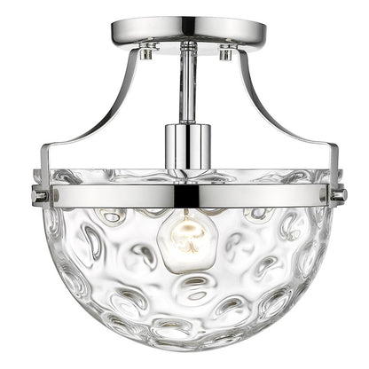 Acclaim Lighting Quinn 1 Light Semi-Flush Mount, Nickel/Clear Wavey - IN60099PN