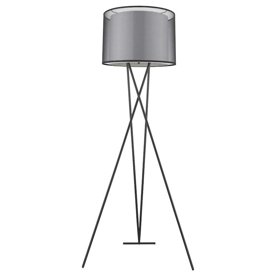 Trend Lighting Triton 1 Light Floor Lamp, Black/Gray Shantung Double - TF5685-07