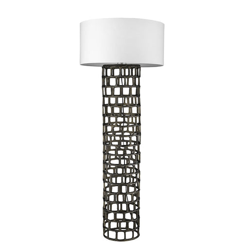 Trend Lighting Vallin Floor Lamp, Black Gold/White Fabric Drum - TF70005BG