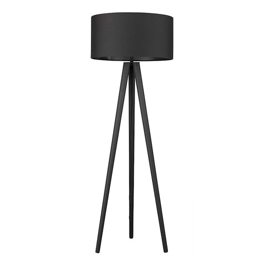 Trend Lighting Tourer 1 Light Floor Lamp, Black/Black Fabric Drum - TF70070BK