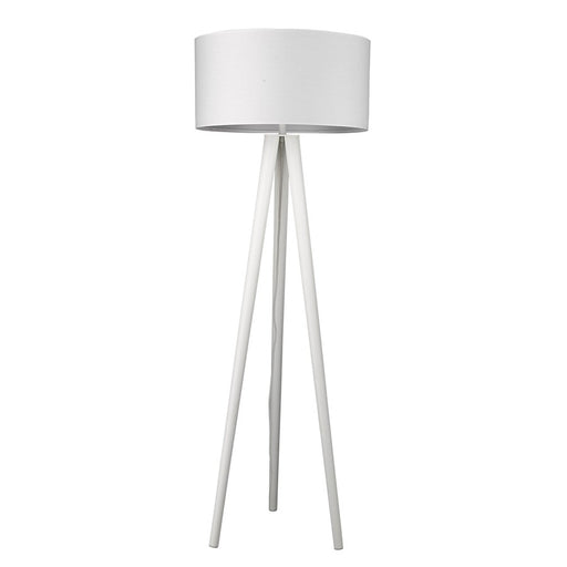 Trend Lighting Tourer 1 Light Floor Lamp, White/White Fabric Drum - TF70070WH
