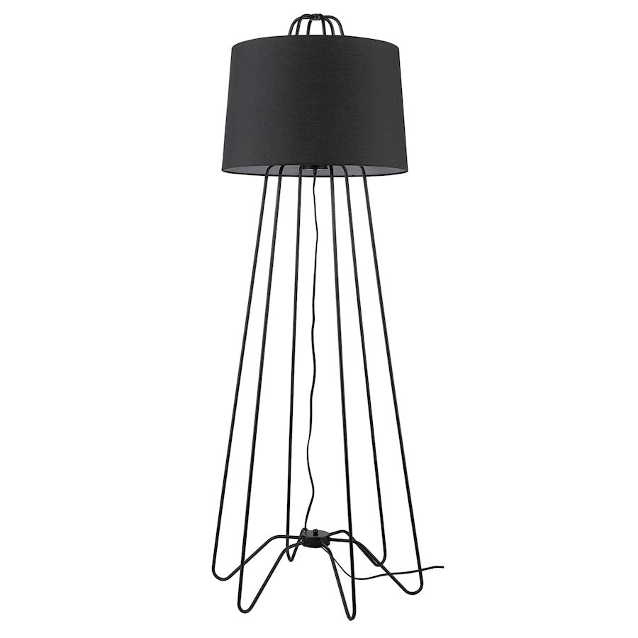 Trend Lighting Lamia 1 Light Floor Lamp, Black/Black Tapered Drum - TF70075BK