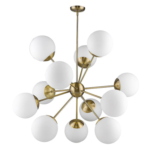 Trend Lighting Solea 12 Light Chandelier, Brass/Opal Glass Globes - TP20006ATB
