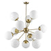 Trend Lighting Solea 12 Light Chandelier, Brass/Opal Glass Globes - TP20006ATB