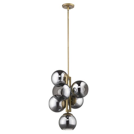 Trend Lighting Lunette 6 Light Pendant, Brass/Smoke Glass Globes - TP20035AB