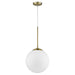 Trend Lighting Solea 2 Light Pendant, Brass/Opal Glass Globe - TP30002ATB