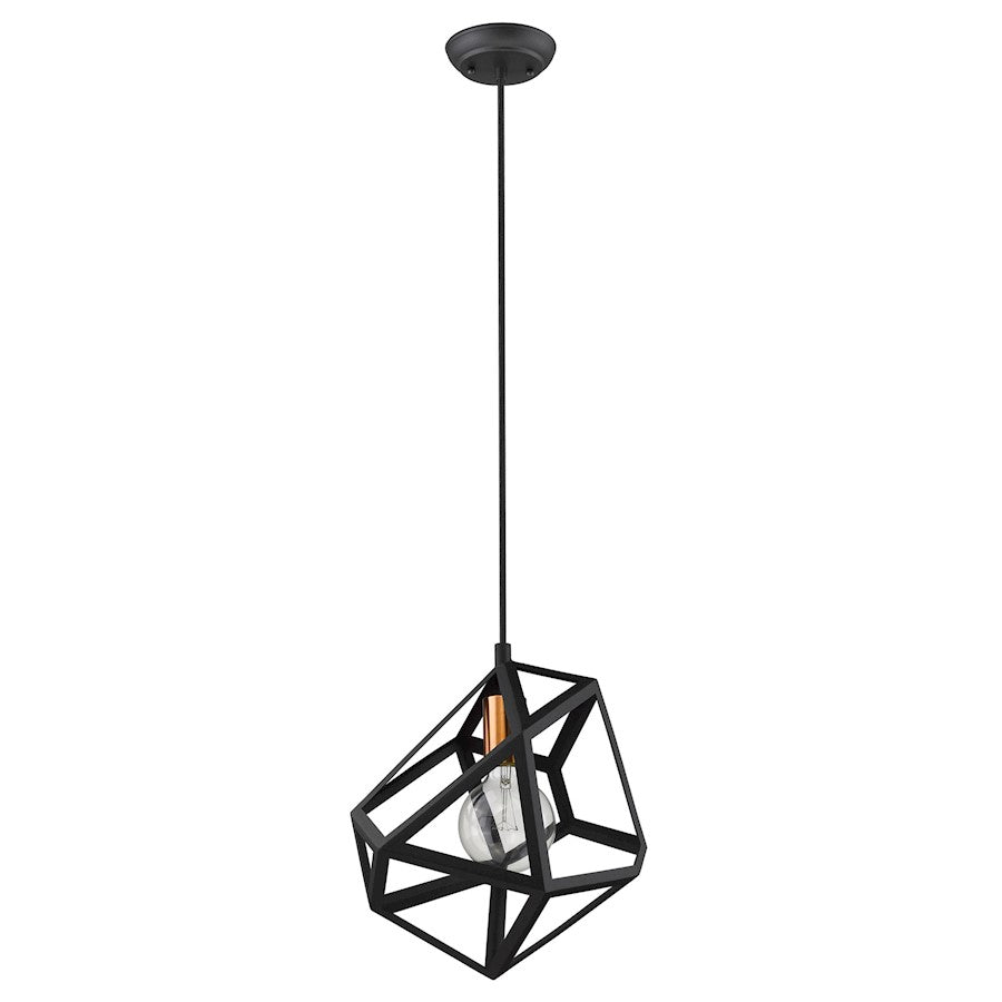 Trend Lighting Hedron 13.25" 1 Light Pendant, Matte Black - TP30080BK