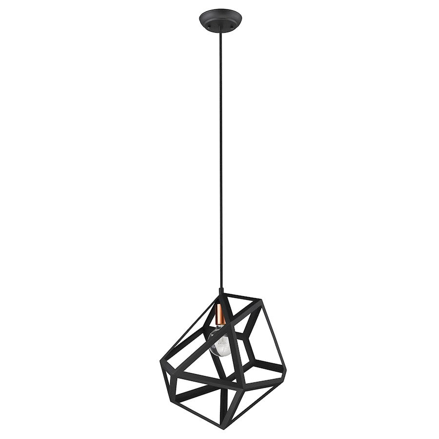 Trend Lighting Hedron 18.25" 1 Light Pendant, Matte Black - TP30081BK