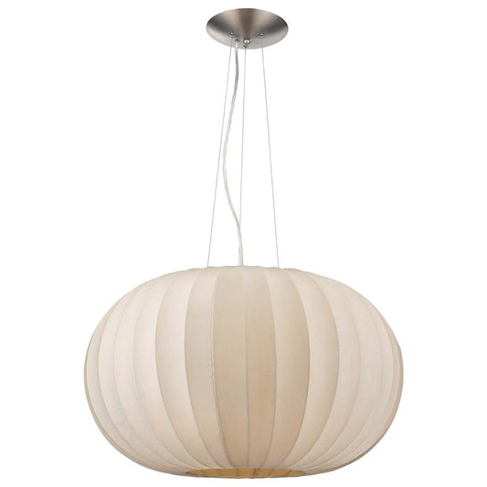 Trend Lighting Shanghai 1 Light Pendant, Nickel/Sheer Pearl Ribbon - TP7916-W